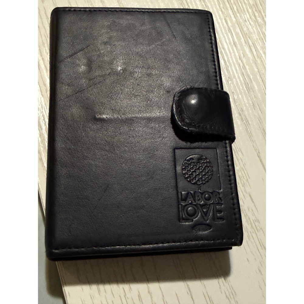 Labor of Love Black Leather Double Playing Card Case Set with Snap Closure